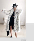 BOBCAT LEOPARD PRINT FUR WOMEN S LONG YOUNG LAPEL FOX FUR COAT