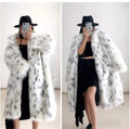 BOBCAT LEOPARD PRINT FUR WOMEN S LONG YOUNG LAPEL FOX FUR COAT