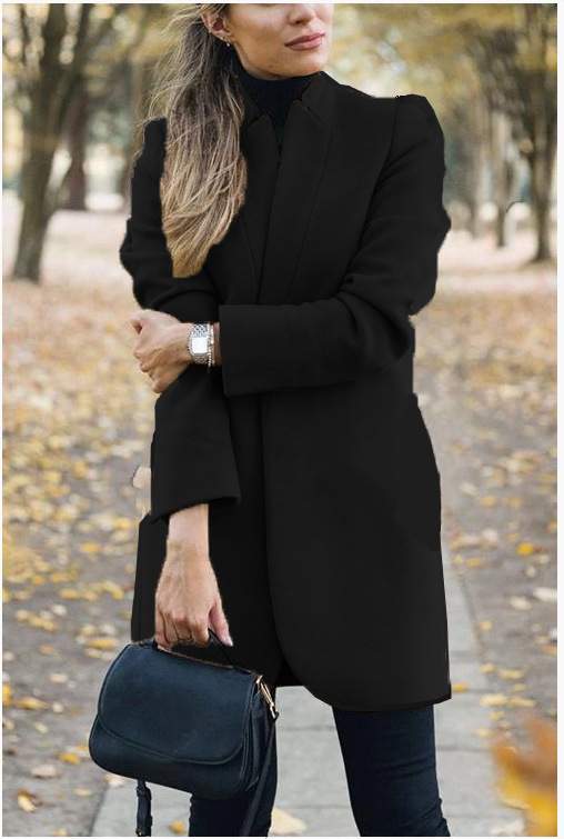  SOLID COLOR STAND COLLAR WOOL COAT