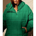 SOLID COLOR HOODED COTTON PADDED FOLDABLE PADDED PULLOVER POCKET LONG SLEEVE COAT FOR WOMEN
