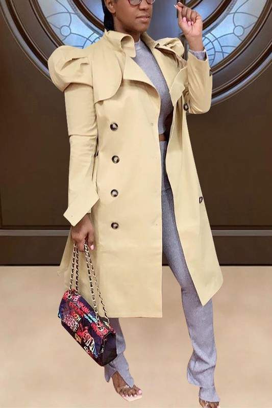 PUFF SLEEVE BELTED LONG COAT