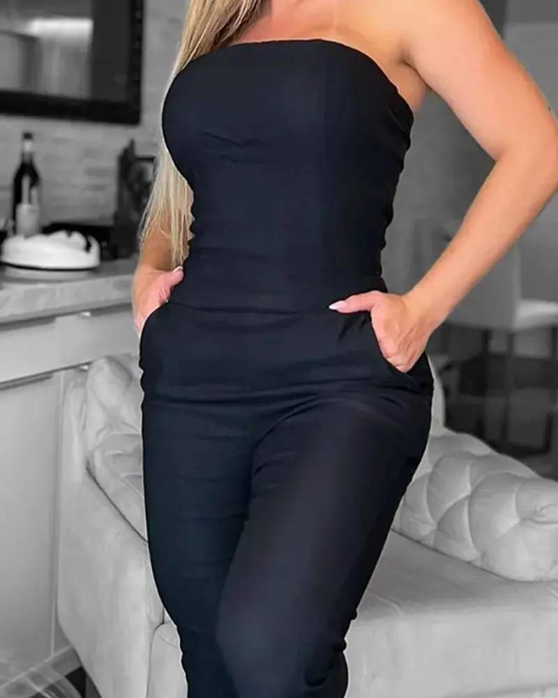 BANDEAU POCKET DESIGN JUMPSUIT