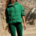 SOLID COLOR HOODED COTTON PADDED FOLDABLE PADDED PULLOVER POCKET LONG SLEEVE COAT FOR WOMEN