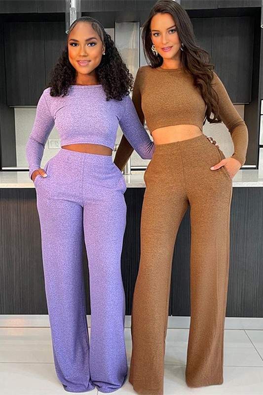 CROP SHIRT AND PANTS SET
