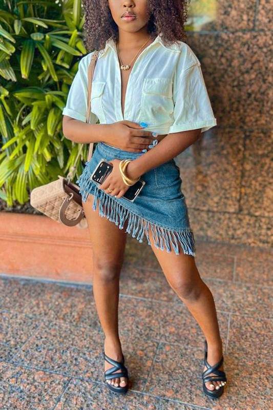 DENIM SKIRT SHORTS