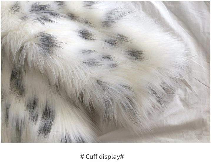 BOBCAT LEOPARD PRINT FUR WOMEN S LONG YOUNG LAPEL FOX FUR COAT