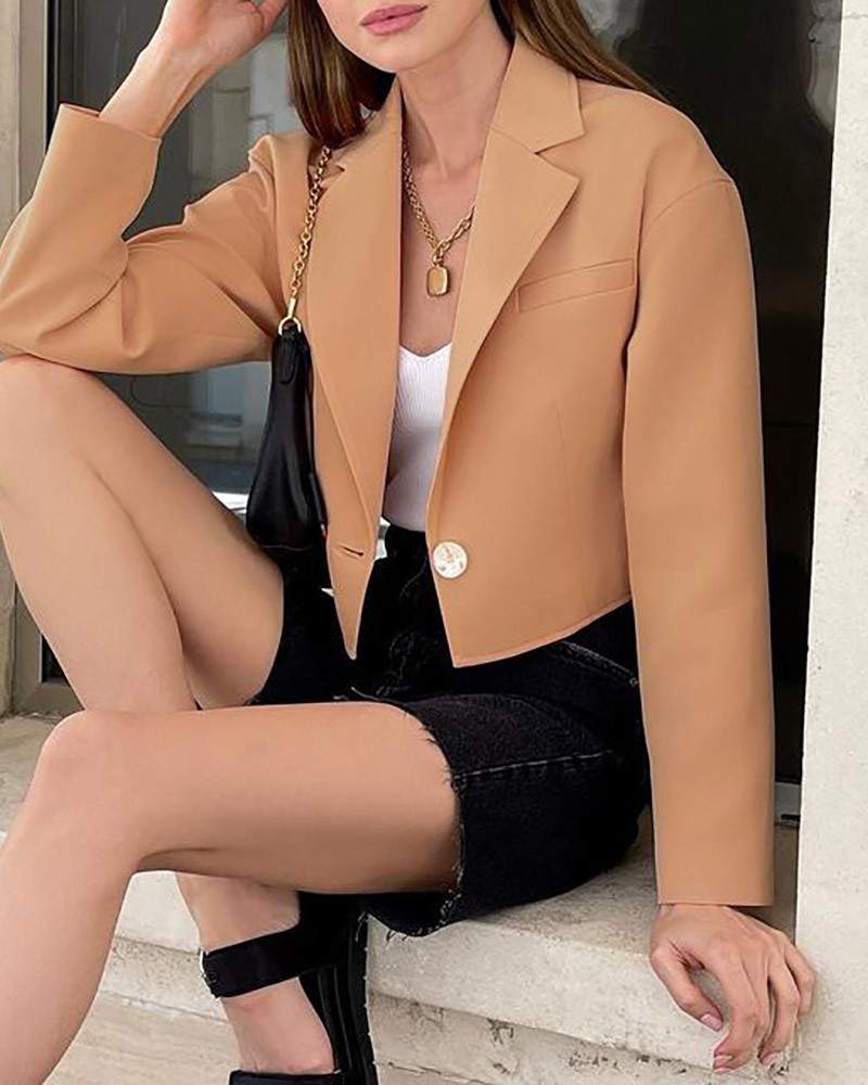 Single Button Long Sleeve Blazer Coat