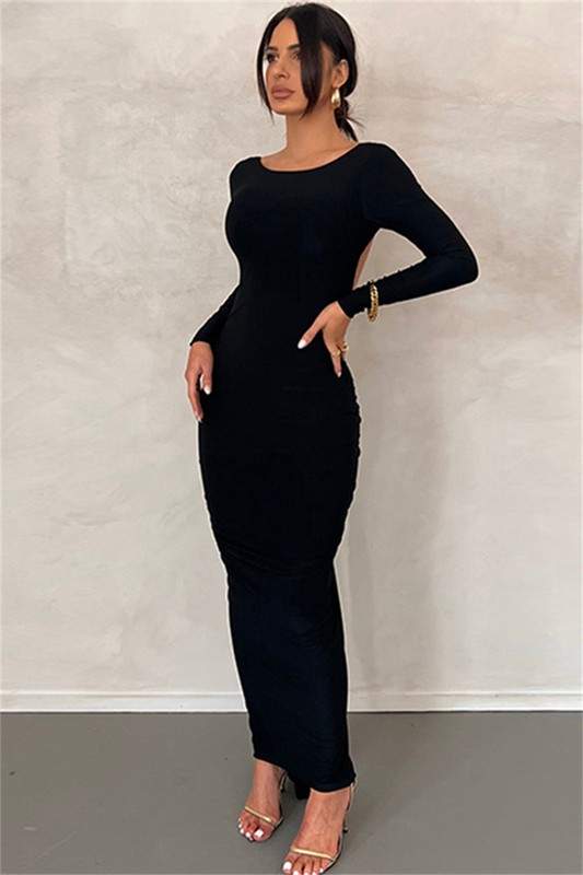 WOMEN SLEEVELESS V NECK MAXI DRESSES BACKLESS