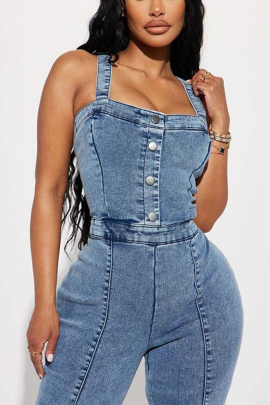 OVERALLS DENIM SLIM JUMPSUIT