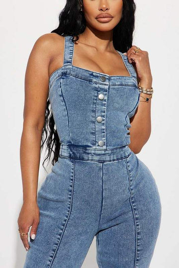 OVERALLS DENIM SLIM JUMPSUIT
