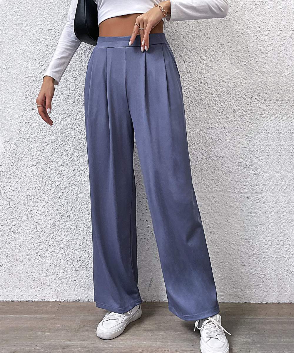 PANTS high Waist Pleated Pockets Work Pants Casual Straight Wide Leg Dress Pant Lounge Trousers