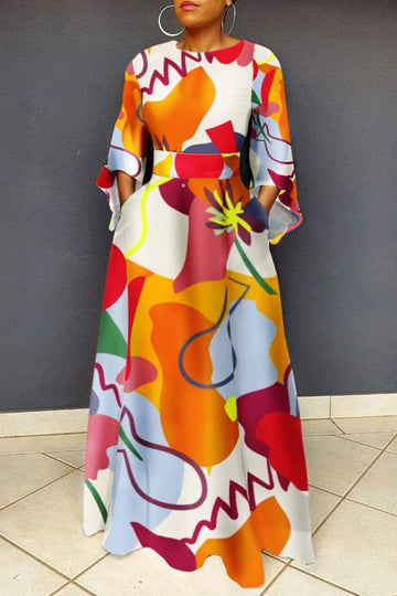 Elegant Bohemian Style Dress, Floral Maxi Design