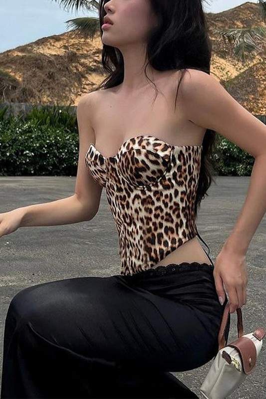LEOPARD BUSTIER TOP