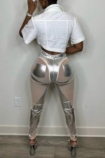SILVER MESH LEGGINGS