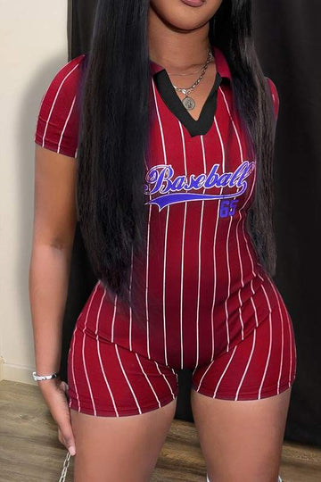 BASEBALL SHORT SLEEVE ROMPERS