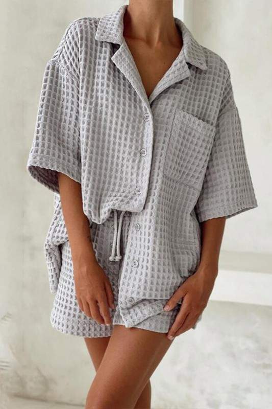 WAFFLE SHIRT AND SHORTS SET