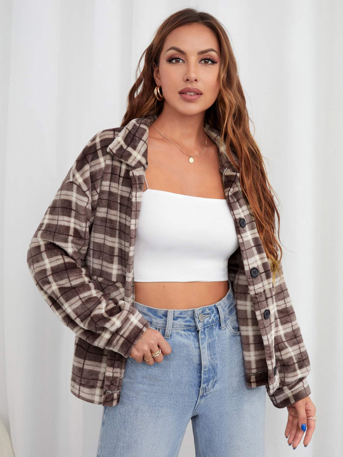 GINGHAM DROP SHOULDER JACKET