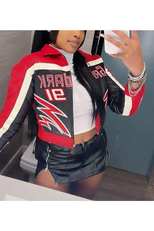 VEGAN LEATHER CROP JACKET