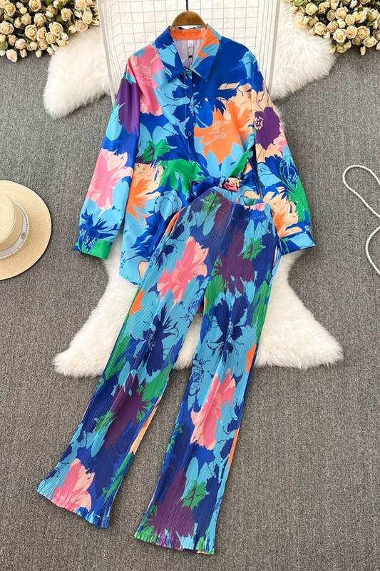 FLORAL SHIRT AND PANTS SET