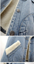 LAMB WOOL FLEECE LINED THICKENED PATCH DENIM VEST   WAISTCOAT