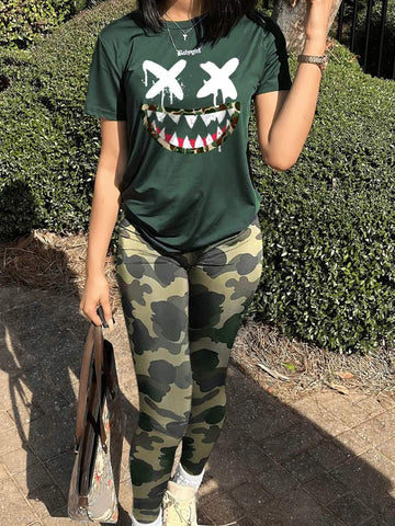 CARTOON CAMO PRINT PANTS SET