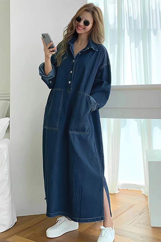 LOOSE FIT DENIM LONG DRESS