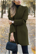  SOLID COLOR STAND COLLAR WOOL COAT