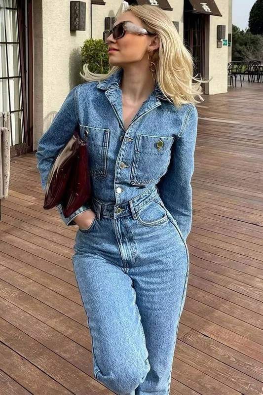 CARGO DENIM JUMPSUITS