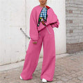 ABSTRACT CARTOON PRINT LONG SLEEVE LOOSE TOP AND WIDE LEG PANTS - Missyess
