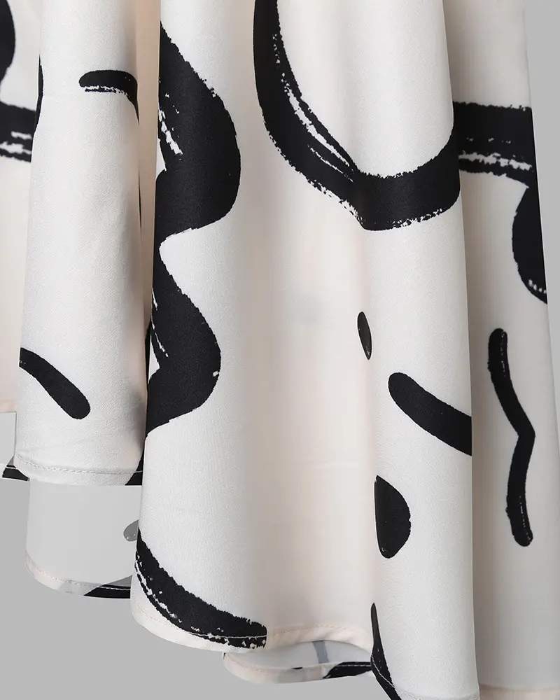 ABSTRACT PRINT BACKLESS SWING DRESS - Missyess