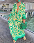 ABSTRACT PRINT LANTERN SLEEVE SHIRT DRESS - Missyess