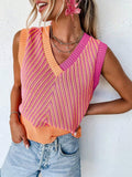 ACELITT SPRING SUMMER CASUAL STRIPED V NECK SWEATER VEST - Missyess