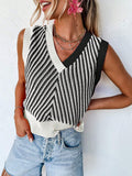 ACELITT SPRING SUMMER CASUAL STRIPED V NECK SWEATER VEST - Missyess