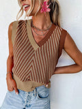 ACELITT SPRING SUMMER CASUAL STRIPED V NECK SWEATER VEST - Missyess