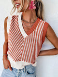 ACELITT SPRING SUMMER CASUAL STRIPED V NECK SWEATER VEST - Missyess