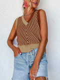 ACELITT SPRING SUMMER CASUAL STRIPED V NECK SWEATER VEST - Missyess