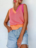 ACELITT SPRING SUMMER CASUAL STRIPED V NECK SWEATER VEST - Missyess
