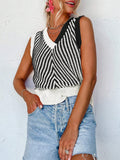 ACELITT SPRING SUMMER CASUAL STRIPED V NECK SWEATER VEST - Missyess