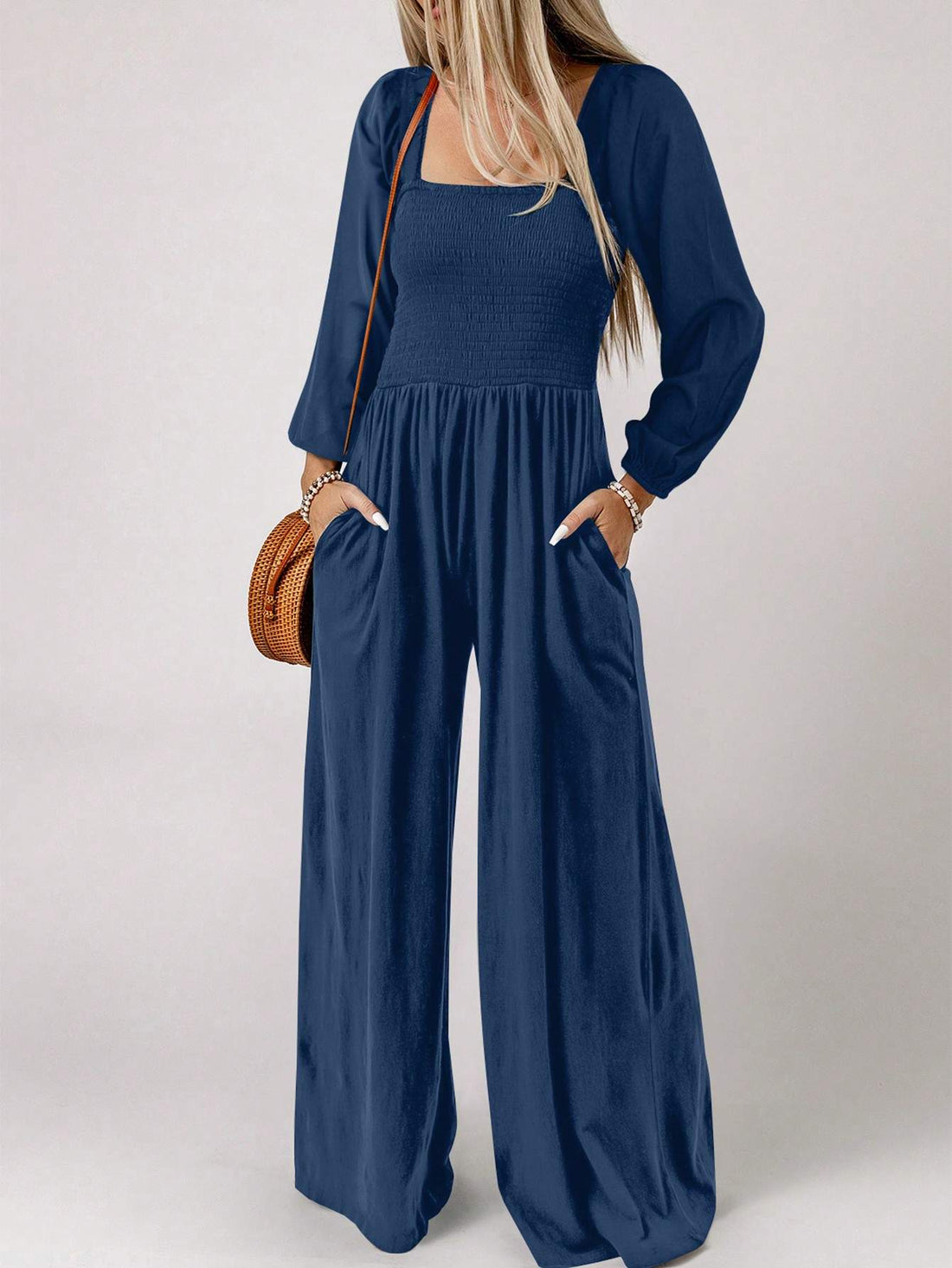 ACELITT WOMEN S WRAP UPPER HIDDEN POCKET JUMPSUIT - Missyess