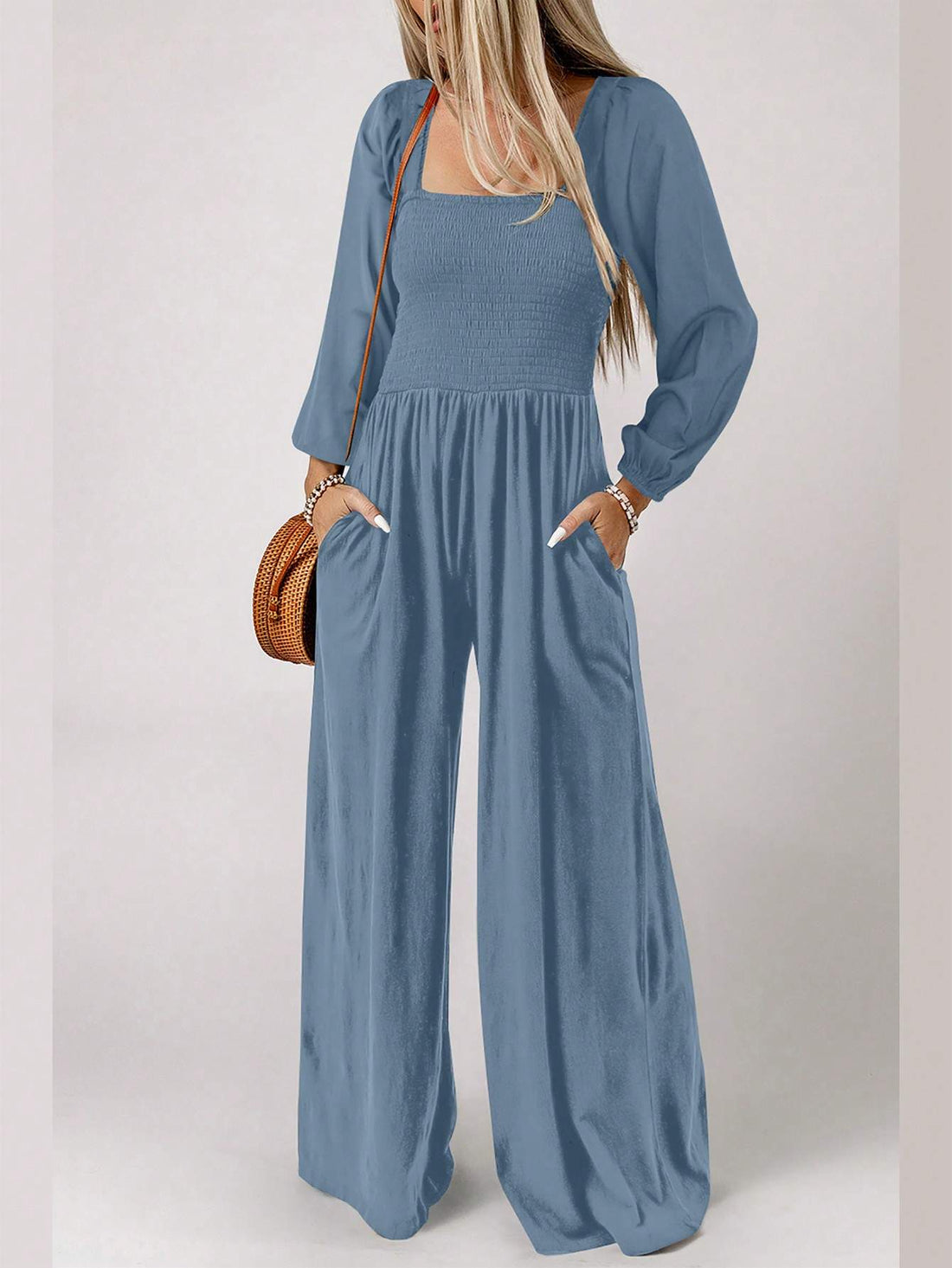 ACELITT WOMEN S WRAP UPPER HIDDEN POCKET JUMPSUIT - Missyess