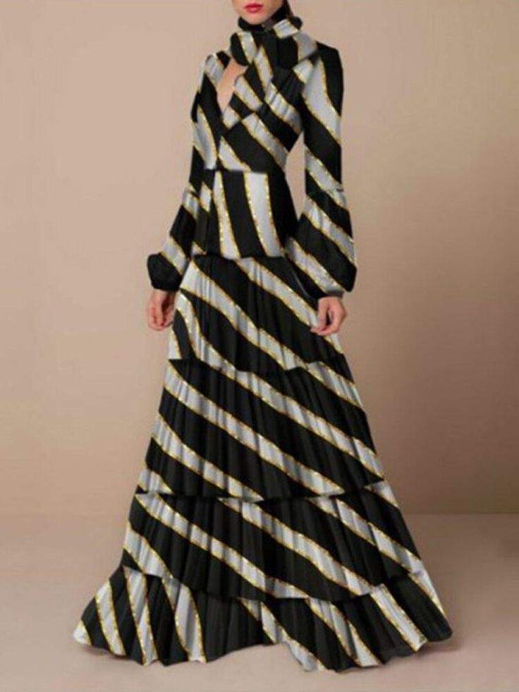 AIERTU RETRO FLORAL LEOPARD PRINT LONG DRESS SPRING AUTUMN WOMEN LONG SLEEVE MAXI DRESS HIGH FASHION HALTER HOLLOW OUT PARTY DRESS 01 M - Missyess