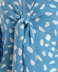 ALLOVER PRINT LANTERN SLEEVE TIED DETAIL CASUAL DRESS - Missyess