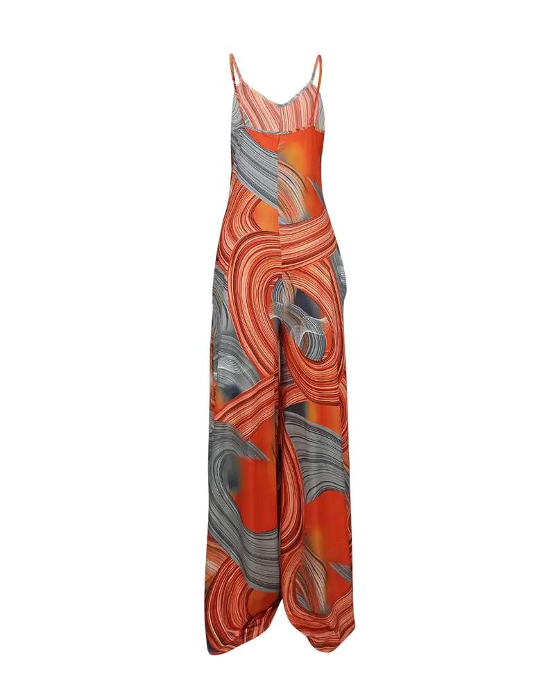 ALLOVER PRINT SPAGHETTI STRAP WIDE LEG JUMPSUIT - Missyess