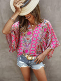 ALL OVER PRINT BUTTON FRONT BLOUSE - Missyess