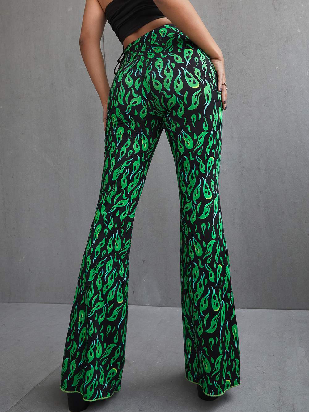 ALL OVER PRINT FLARE LEG PANTS - Missyess