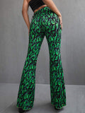 ALL OVER PRINT FLARE LEG PANTS - Missyess