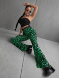 ALL OVER PRINT FLARE LEG PANTS - Missyess