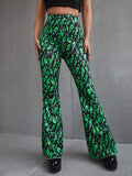 ALL OVER PRINT FLARE LEG PANTS - Missyess