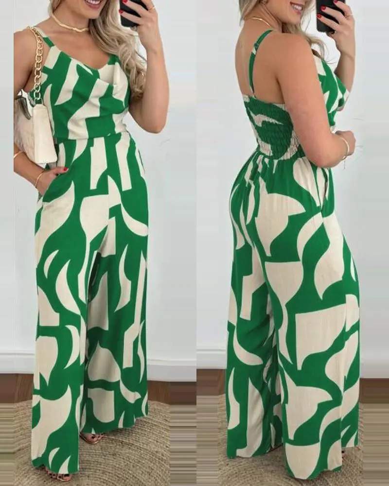 ALL OVER PRINT WIDE LEG JUMPSUIT - Missyess