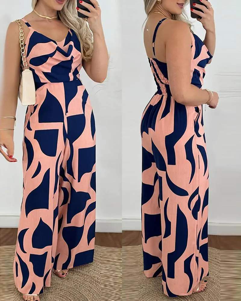 ALL OVER PRINT WIDE LEG JUMPSUIT - Missyess